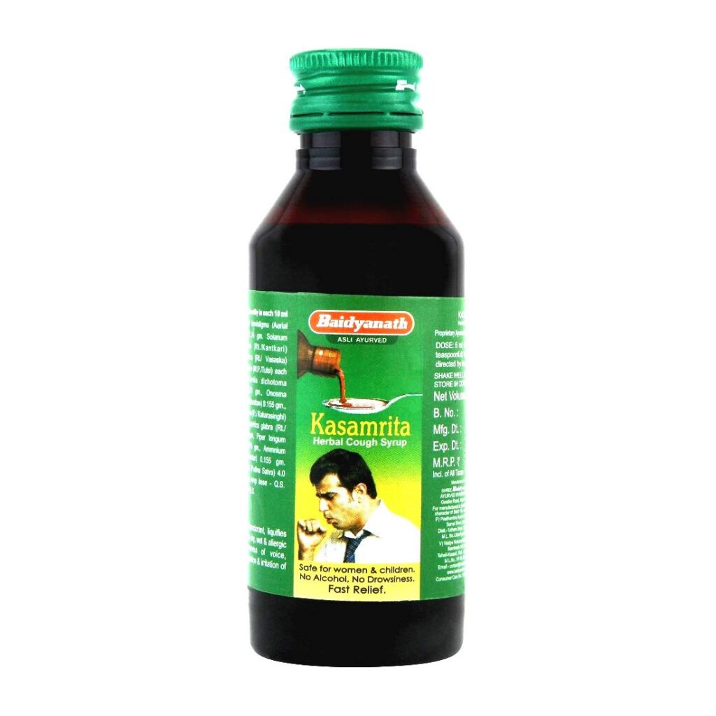 Baidyanath Kasamrita Herbal Cough Syrup 100 Ml For Congestion And Irritation Of The Throat 8366