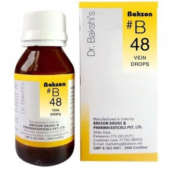 Bakson B48 Vein Drops (30ml) For Varicose Veins, pain in legs, Eczema, Itching
