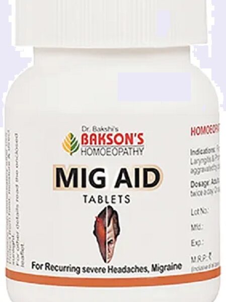 Bakson Mig Aid 75 Tablets for headache nausea vomiting