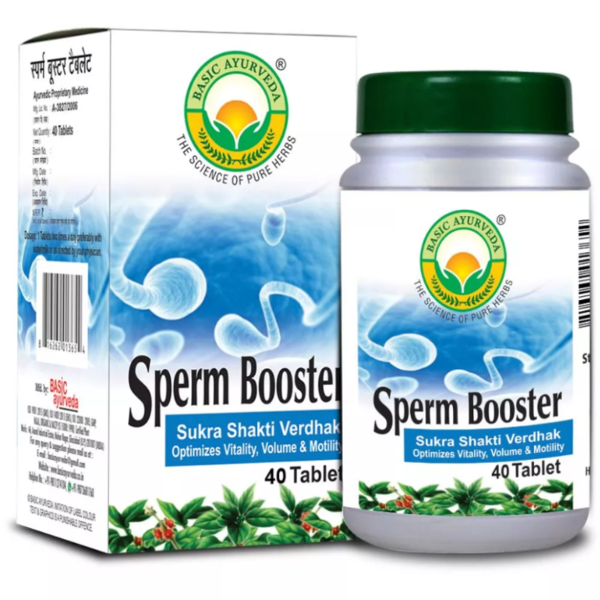 Basic Ayurveda Sperm Booster Tablet 40 tablets For low sperm count, quantity and quality of semen