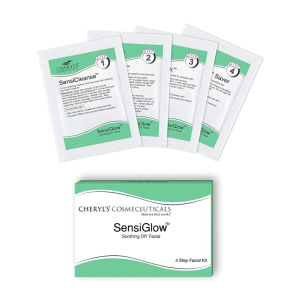 Cheryl's Cosmeceuticals SensiGlow 1 Pack Skin Soothing 4-step Easy DIY Anti -Irritant Facial Kit for Sensitive Skin for Women and Men, 17 gm