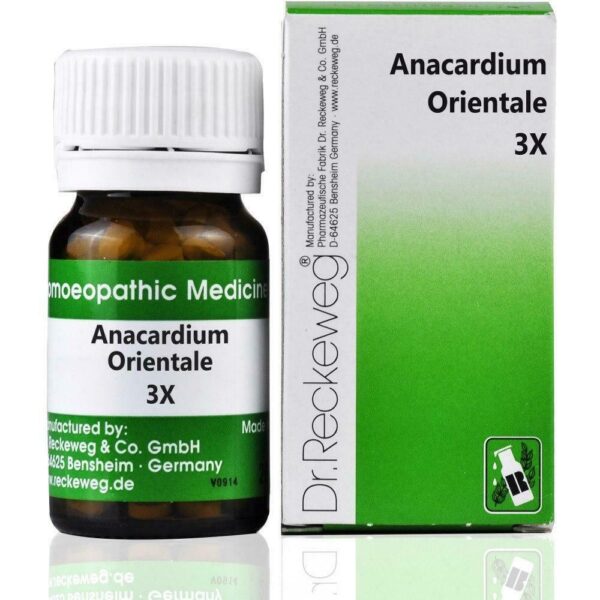Dr Reckeweg  Anacardium Orientale 3x (20g) Tablets for Indigestion Acidity Gas Arthritis Headache Migraine