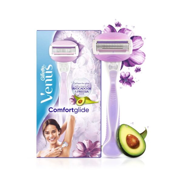 Gillette Venus Comfortglide Hair Removal Razor for Women with Avocado Oils & Body Butter, Freesia Scent