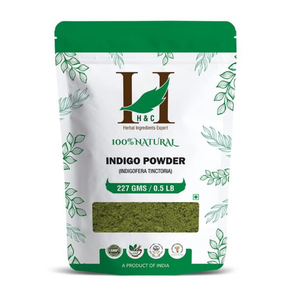 H&C Herbal Ingredients Expert Natural Indigo Powder (Indigofera Tinctoria) for Hair, 227g - Black