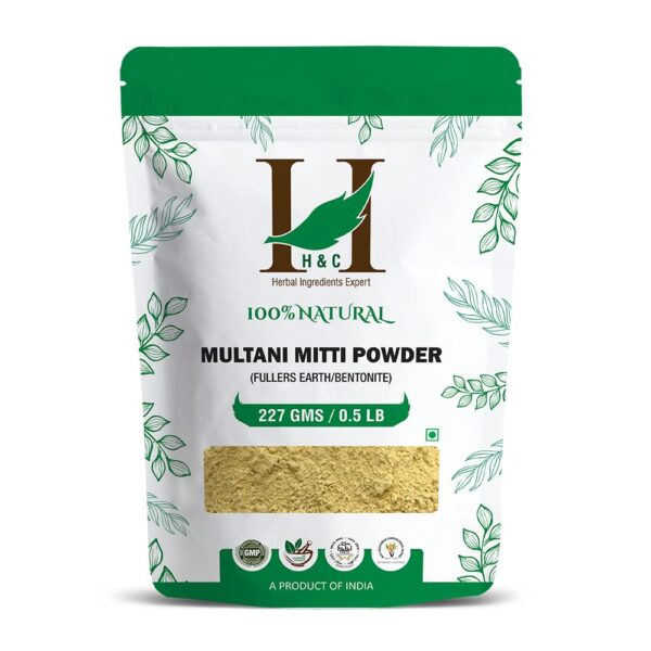 H&C Herbal Ingredients Expert Natural Multani Mitti Powder (Bentonite Clay) - For Face Pack 227g