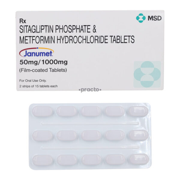 Janumet 50mg/1000mg 15 Tablet For high blood sugar levels