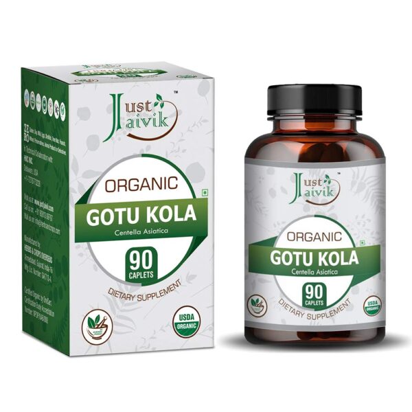 Just Jaivik Organic Gotu Kola Tablets 750mg (90 Tablets) For healthy brain and nervous system function