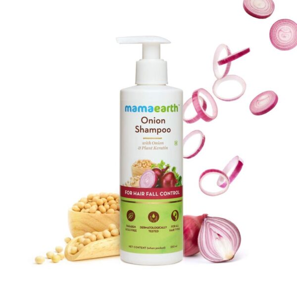 Mamaearth Onion Shampoo for Hair Growth & Hair Fall Control with Onion Oil & Plant Keratin 250 ml - 400 ml