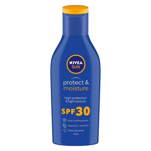 NIVEA Sun Lotion (75 ml) SPF 30, For Men and Women with UVA and UVB Protection, Water Resistant Sunscreen