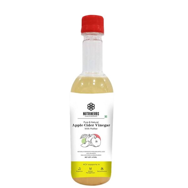 Nutriherbs Natural Organic Apple Cider Vinegar With Mother Supports Digestion and Promotes Weight Loss – 473ML