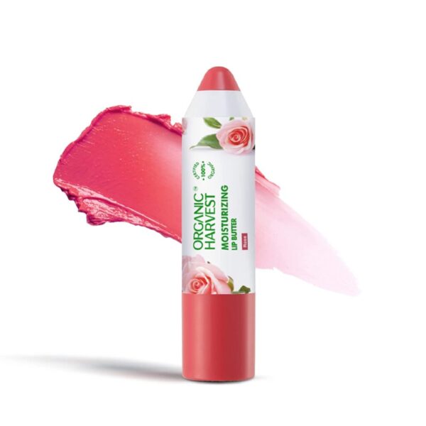 Organic Harvest Rose Lip Butter (4 gm) For Dark Lips to Lighten, Dry and Chapped Lips