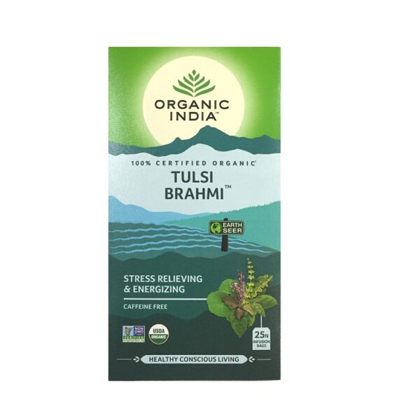 Organic India Tulsi Brahmi Tea 25 tea bags for cough, cold, cholesterol level, boost memory