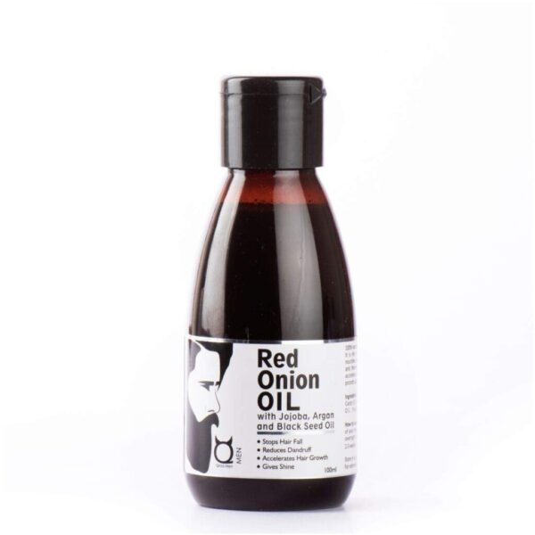 Qraa Men Red Onion Oil with Black Seed Oil, Cold Pressed, 100ml For hair fall, dandruff, hair growth