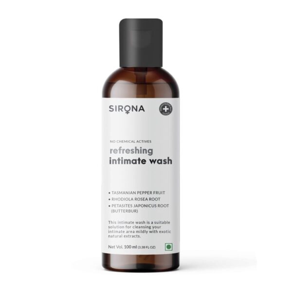 Sirona Natural Intimate Wash for Men and Women – 100 ml For Dryness, Itchiness, Bad Odour and Irritation | Balances pH