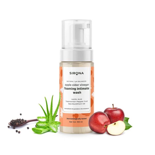Sirona Natural Intimate Wash with Apple Cider Vinegar for Men and Women - 100 ml | pH Balanced