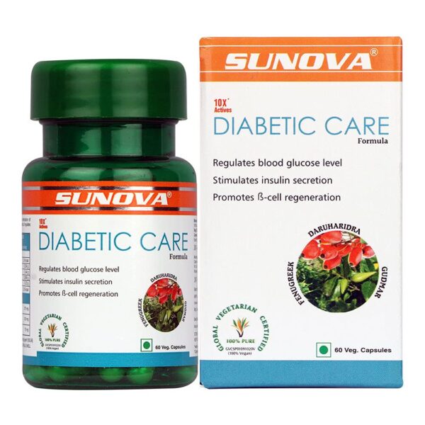 Sunova Diabeticc Care Formula, 60 Veg Capsules For healthy blood glucose levels, overall health