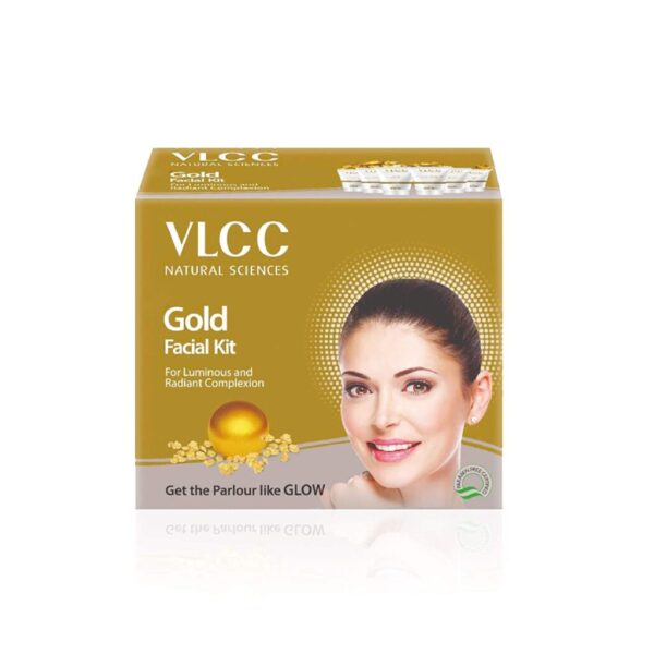 VLCC Facial Kits (VLCC Natural Sciences Gold Facial Kit for Luminous and Radiant Complexion 60g) for Moisturizing, Cleansing