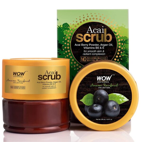 WOW Skin Science - Amazon Rainforest Collection - Rain Forest Acai Scrub - No Parabens, Mineral Oil, Silicones & Color - 200 ml