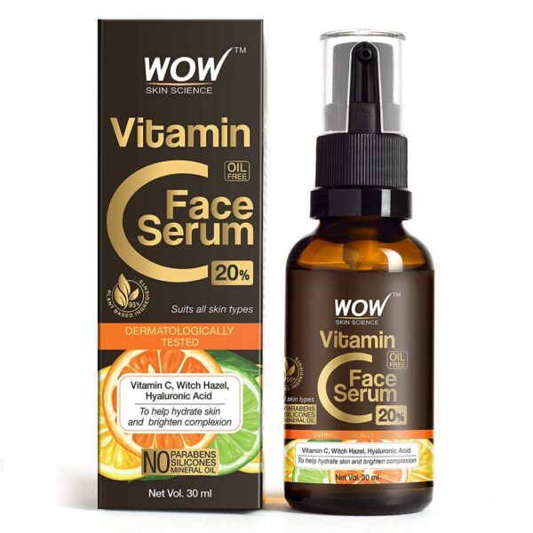 WOW Skin Science Vitamin C Serum - Skin Clearing Serum - Brightening, Anti-Aging Skin Repair, Supercharged Face Serum, Dark Circle, Fine Line & Sun Damage Corrector, Genuine 20%, Glass Bottle - 30 ml